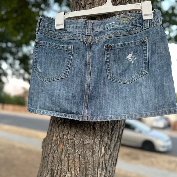 Forever 21 Vintage Distressed Y2K Blue Mini Skirt - Picture 3 of 5